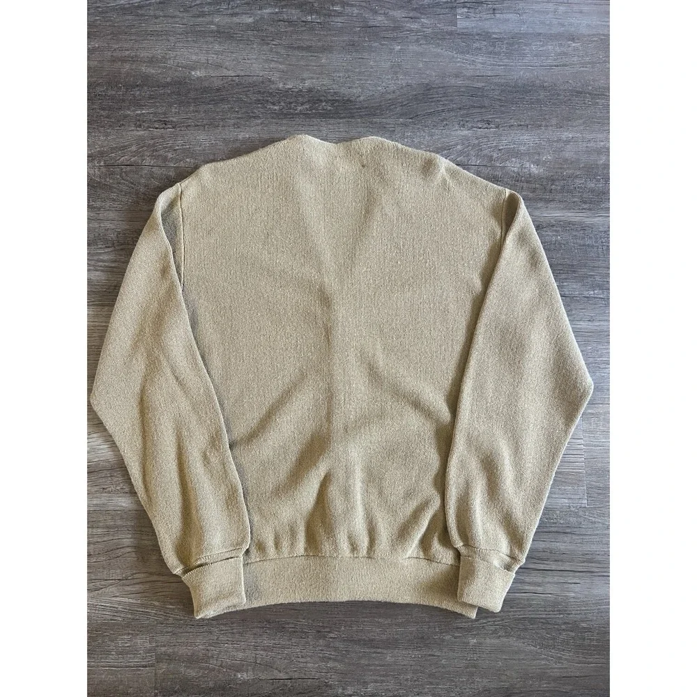 Vtg The Fox Sweater Mens‎ X-Large Camel V Neck Cardigan 80s 70s Grandpa USA A43